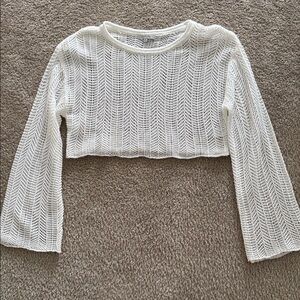 Love Tree Cream Knit Mesh Crop Top